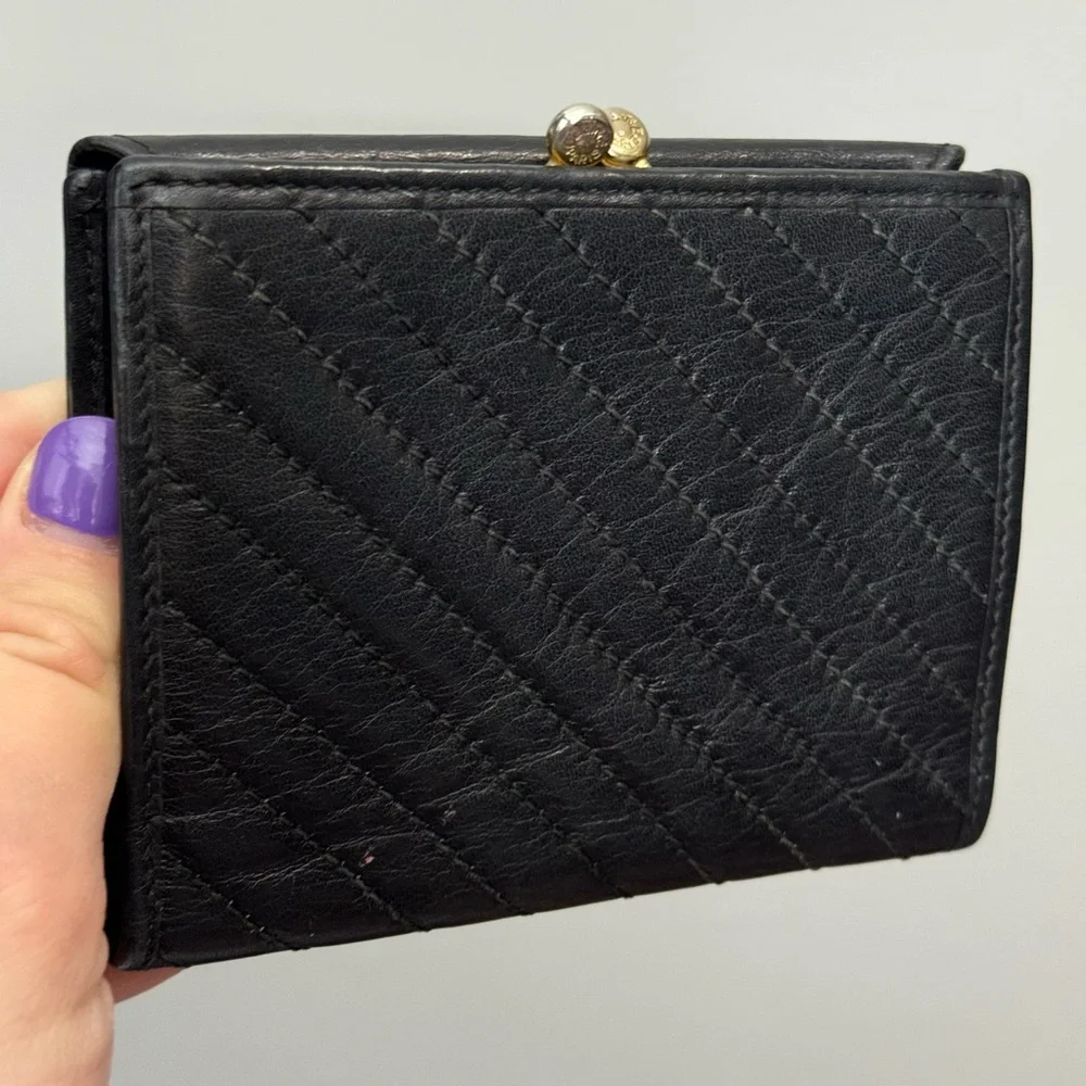 Celine vintage Paris black leather wallet